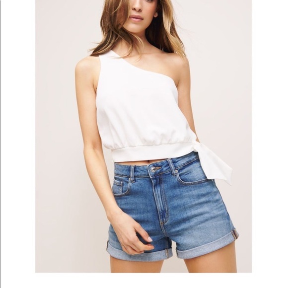 Dynamite Tops - Dynamite One Shoulder Cropped Blouse